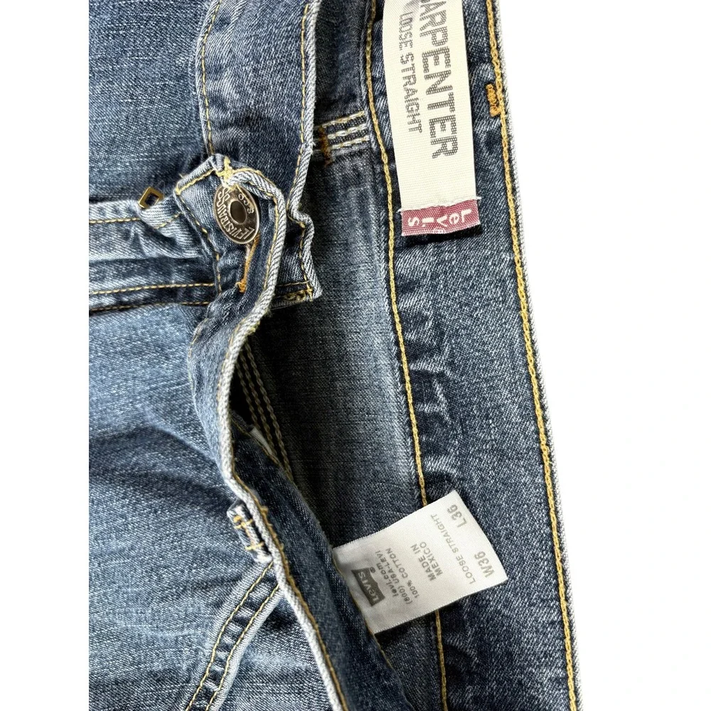 Levi's Carpenter Jeans Mens 36x36 Blue Denim Workwear Outdoor Loose Straight Leg